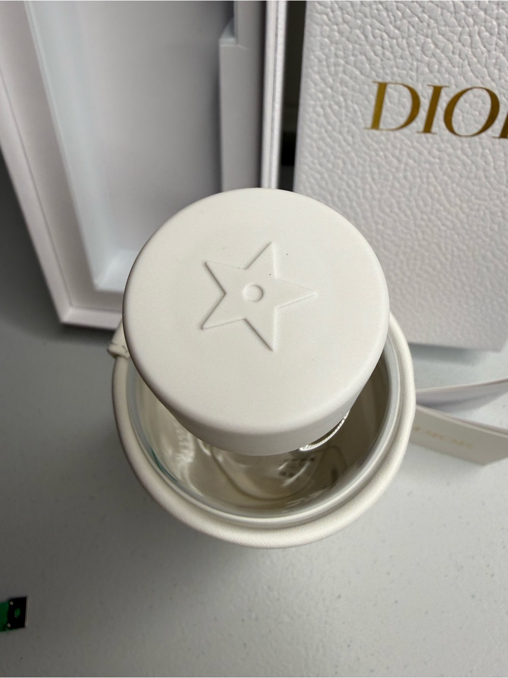 NIB Dior Glass Water Bottle With White Lid and Carrying Case - Picture 10 of 10